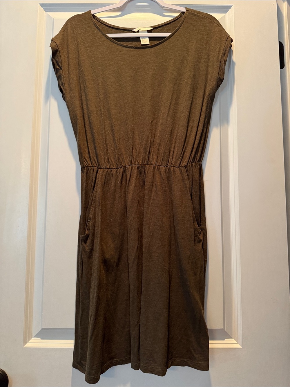 H&M Olive Brown Short Sleeve Knit Dress